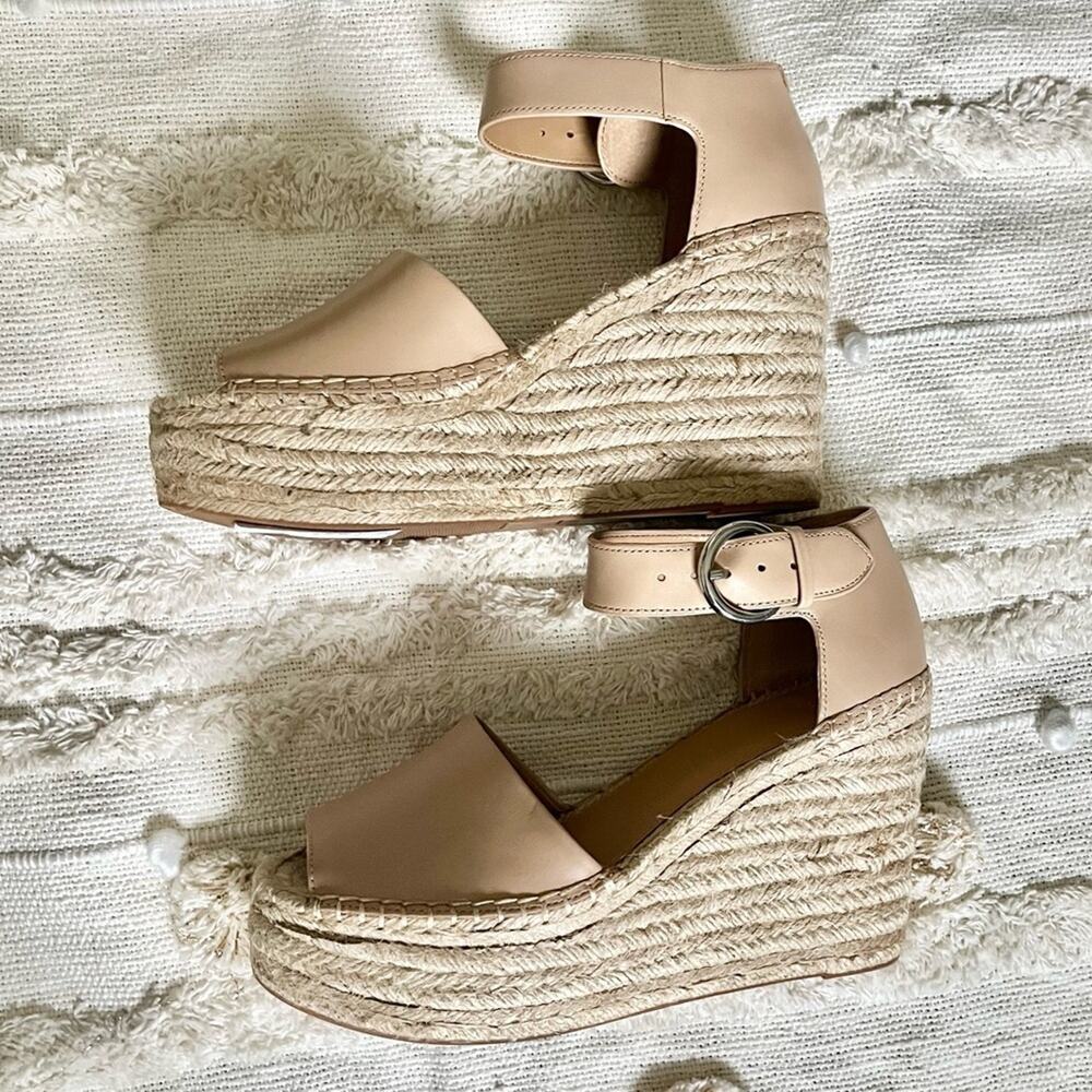 Marc Fisher LTD Alida Espadrille Platform Wedge LIGHT LATTE Size 9.5 - Picture 4 of 6